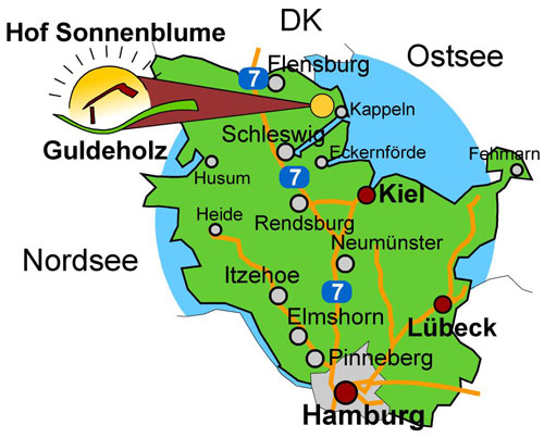 Kontakt Sonnenkinder Guldeholz Übersichtskarte Schleswig-Holsteins